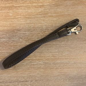 NEW Thirty-One silver-clasp wallet wristlet faux leather straps dark brown